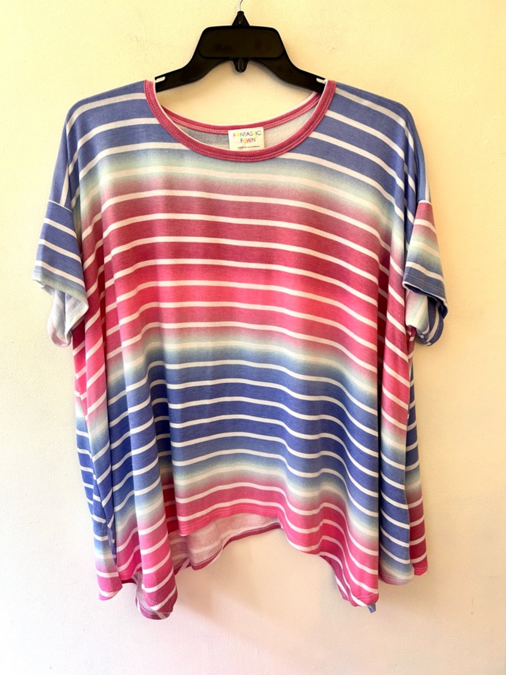 Fantastic Fawn striped short sleeve oversized top size medium